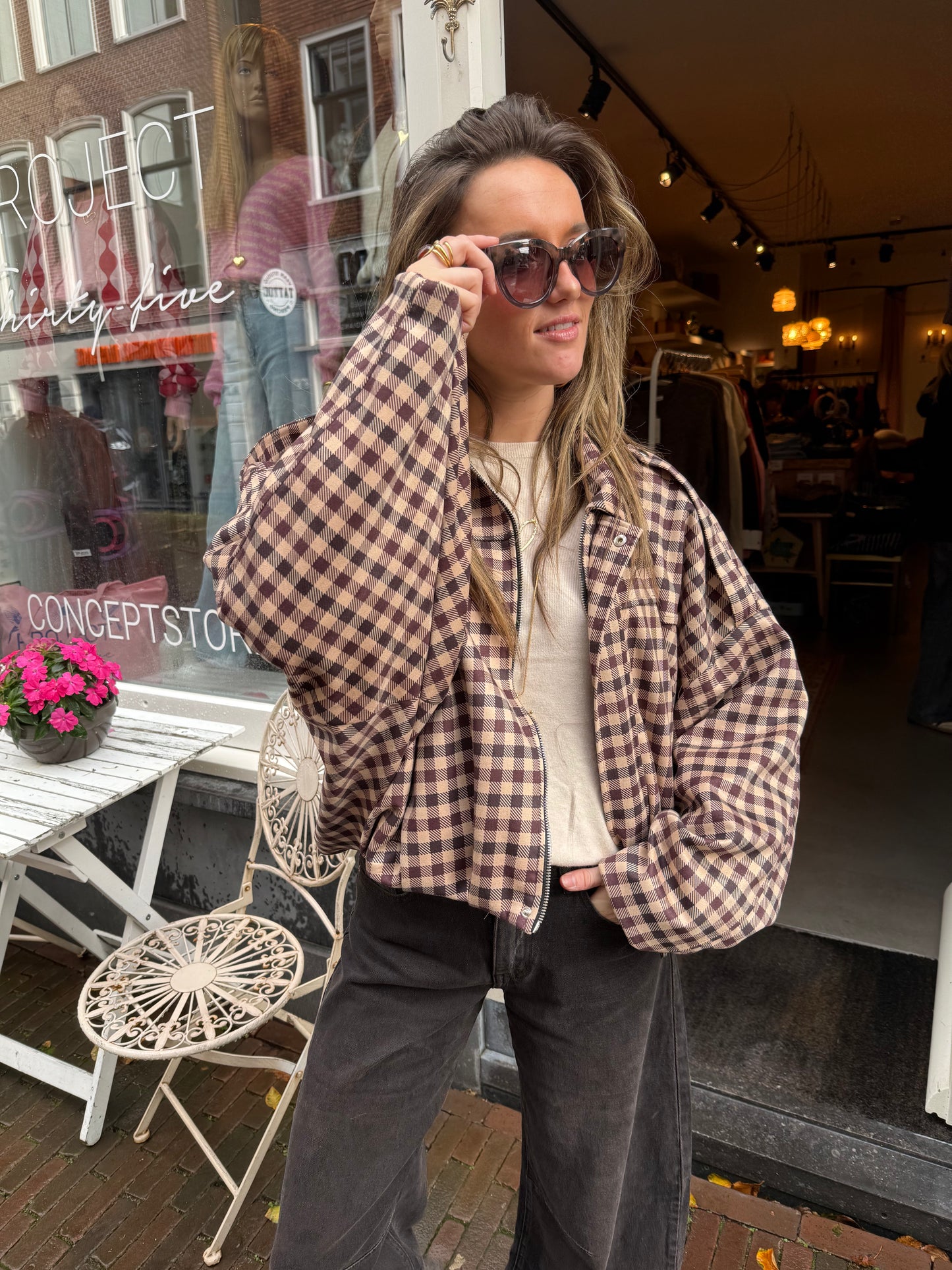 Bowie bomber geruit bruin/beige - Project 35