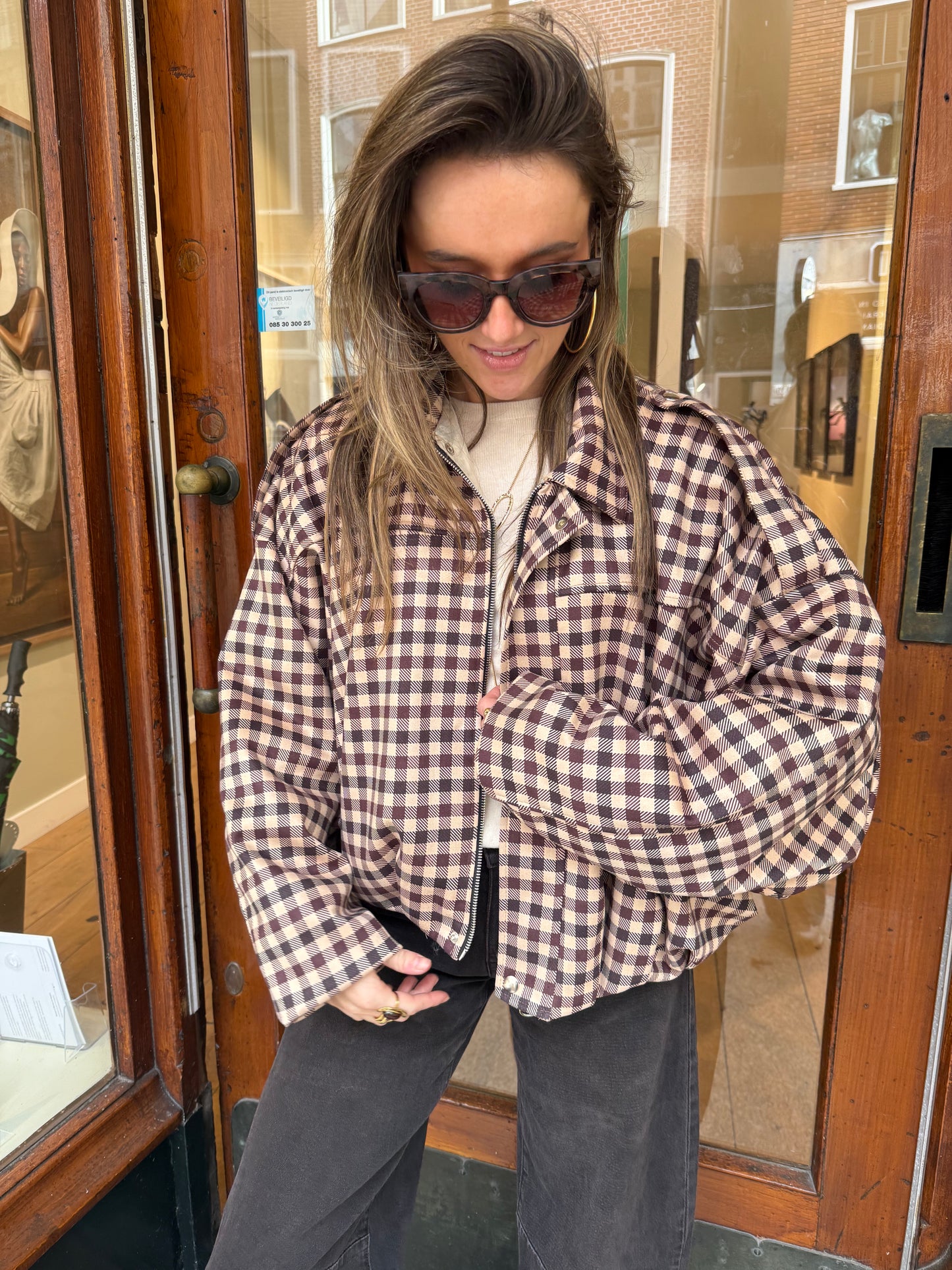 Bowie bomber geruit bruin/beige - Project 35