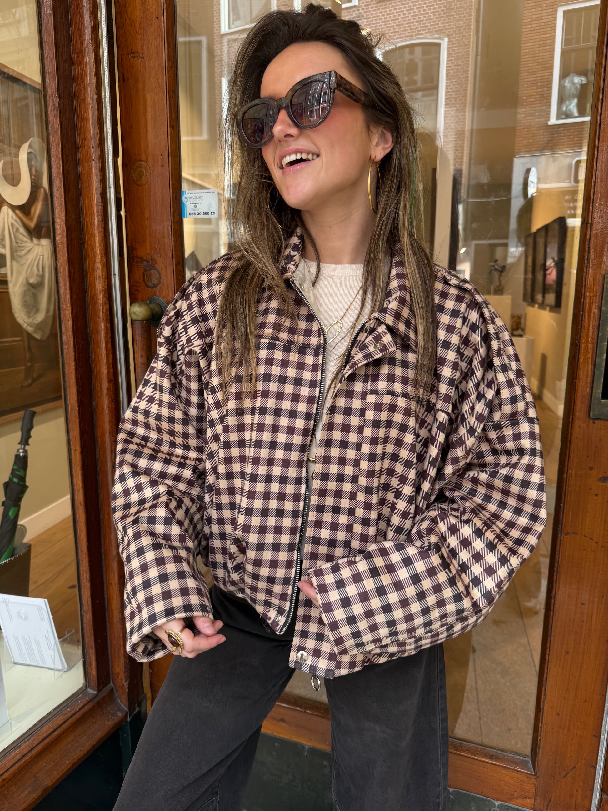 Bowie bomber geruit bruin/beige - Project 35