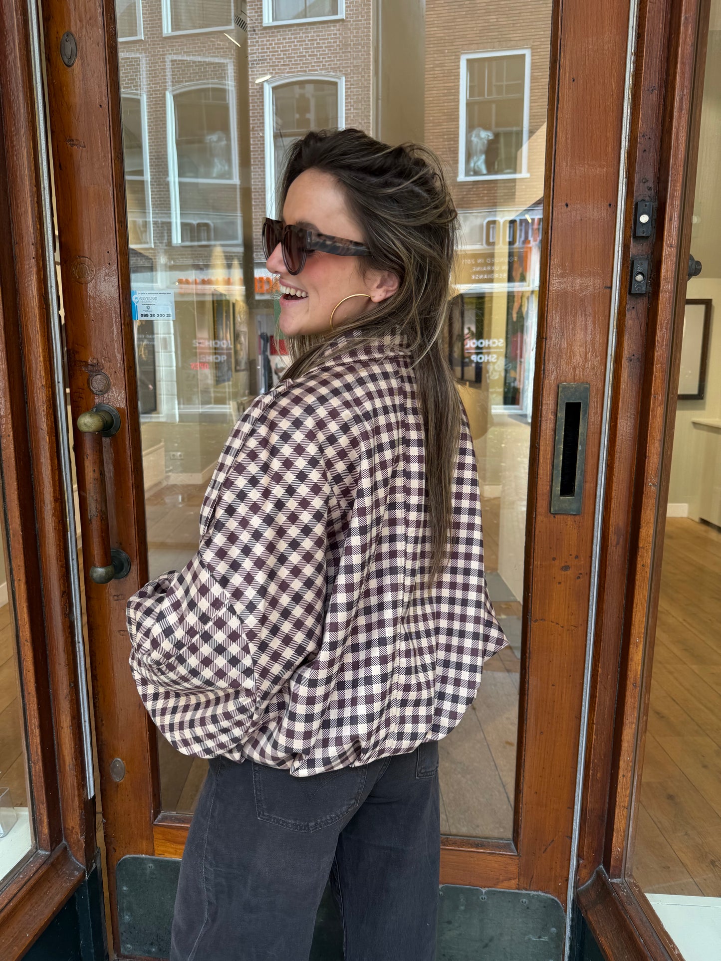 Bowie bomber geruit bruin/beige - Project 35