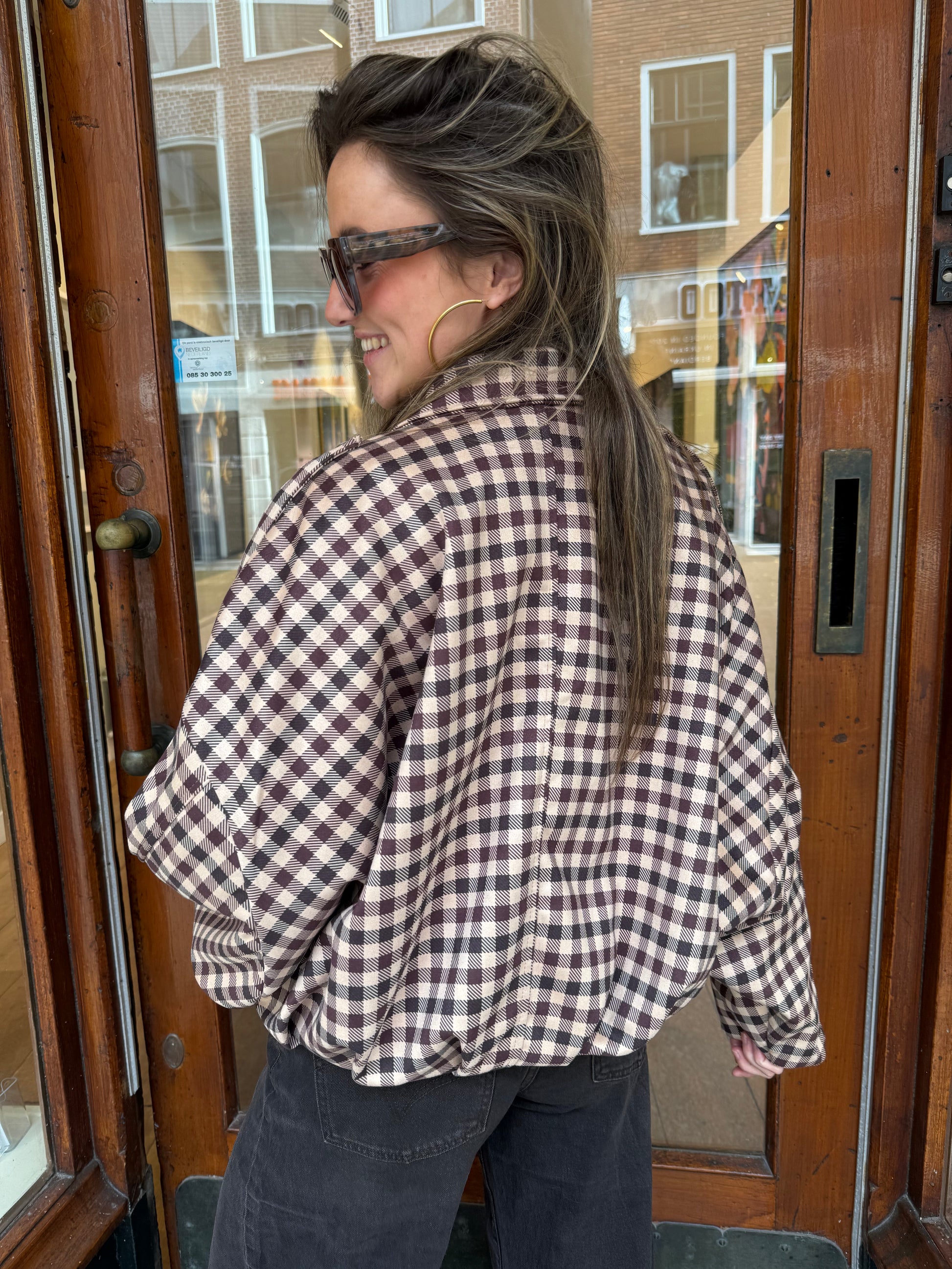 Bowie bomber geruit bruin/beige - Project 35