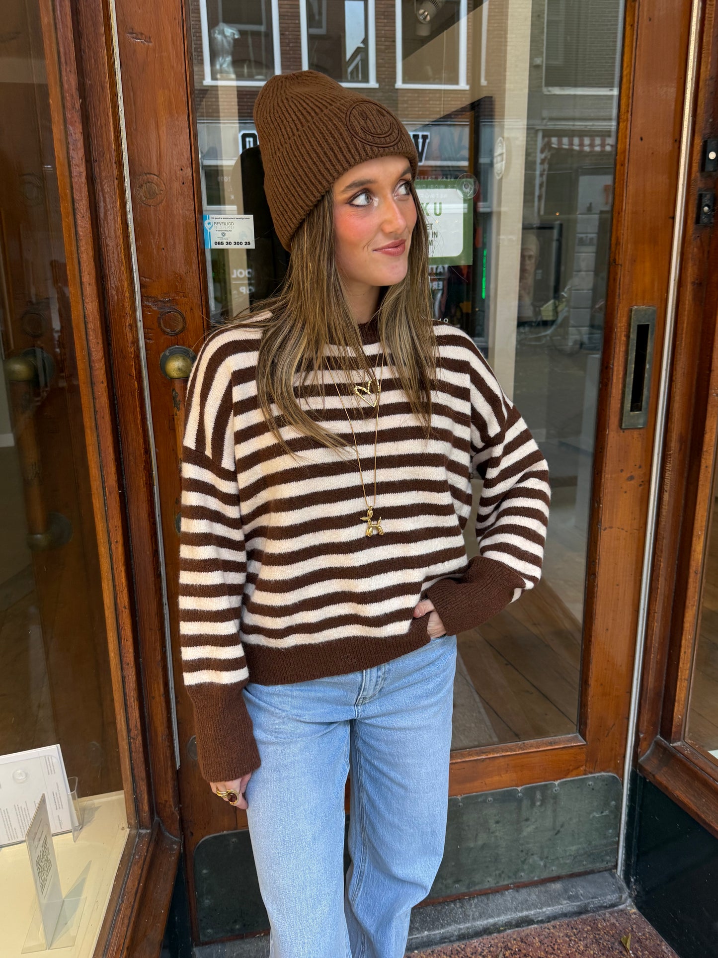 Pippa knit brown/white striped - Project 35