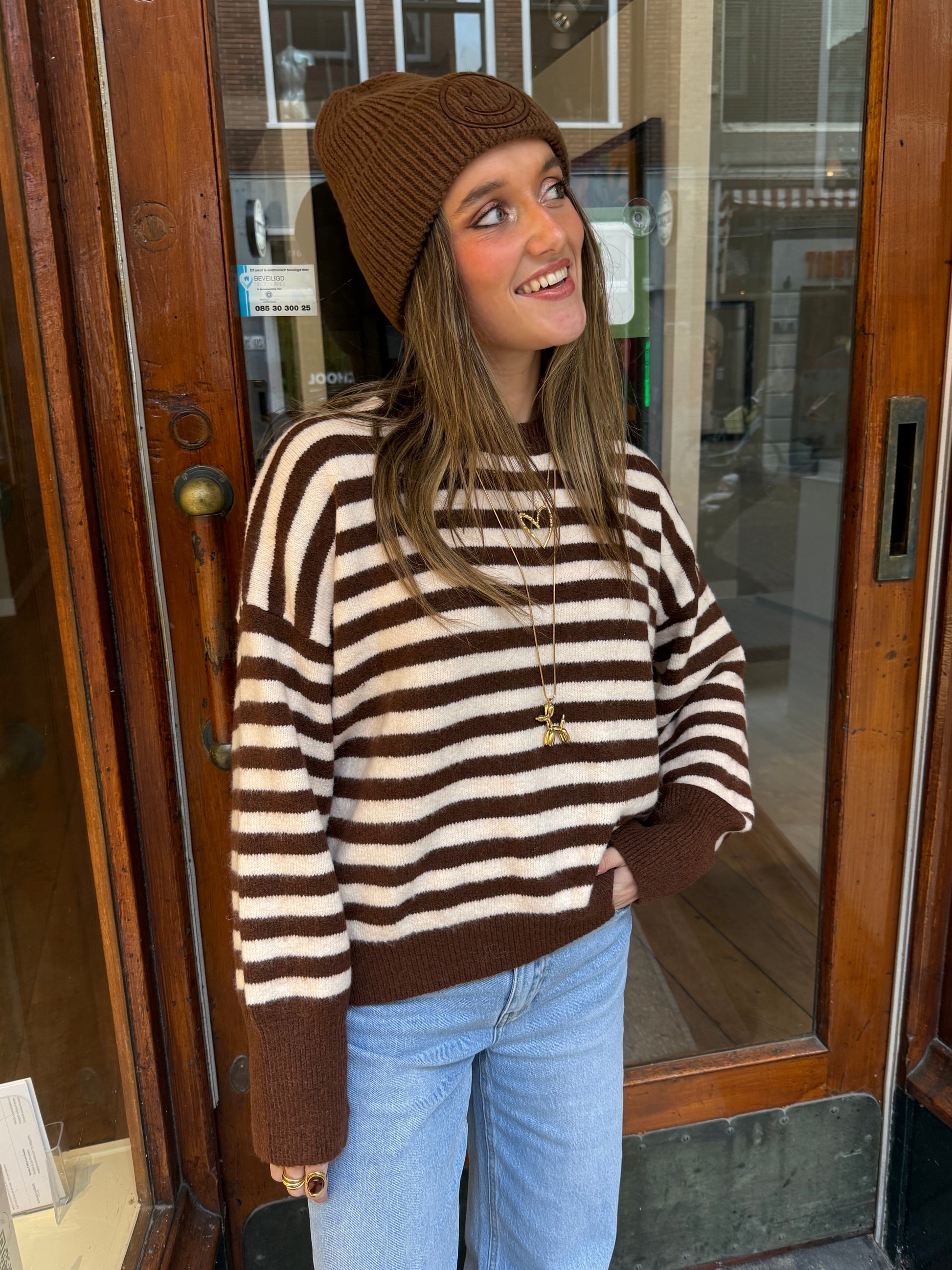 Pippa knit brown/white striped - Project 35