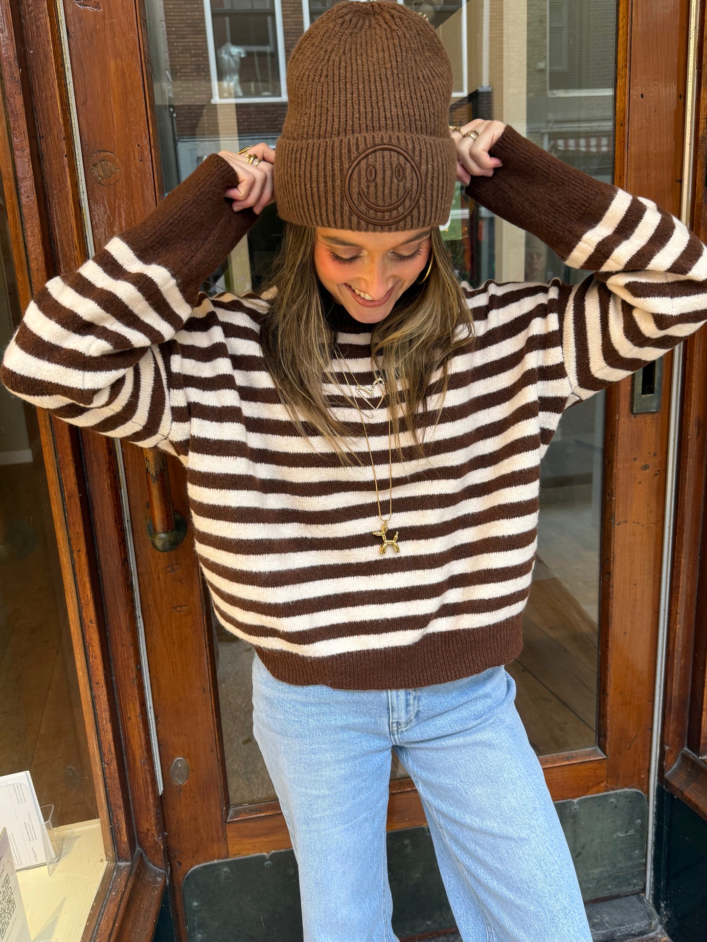 Pippa knit brown/white striped - Project 35