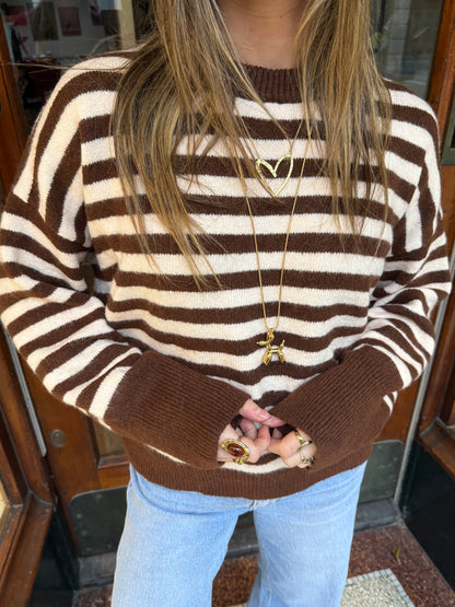 Pippa knit brown/white striped - Project 35