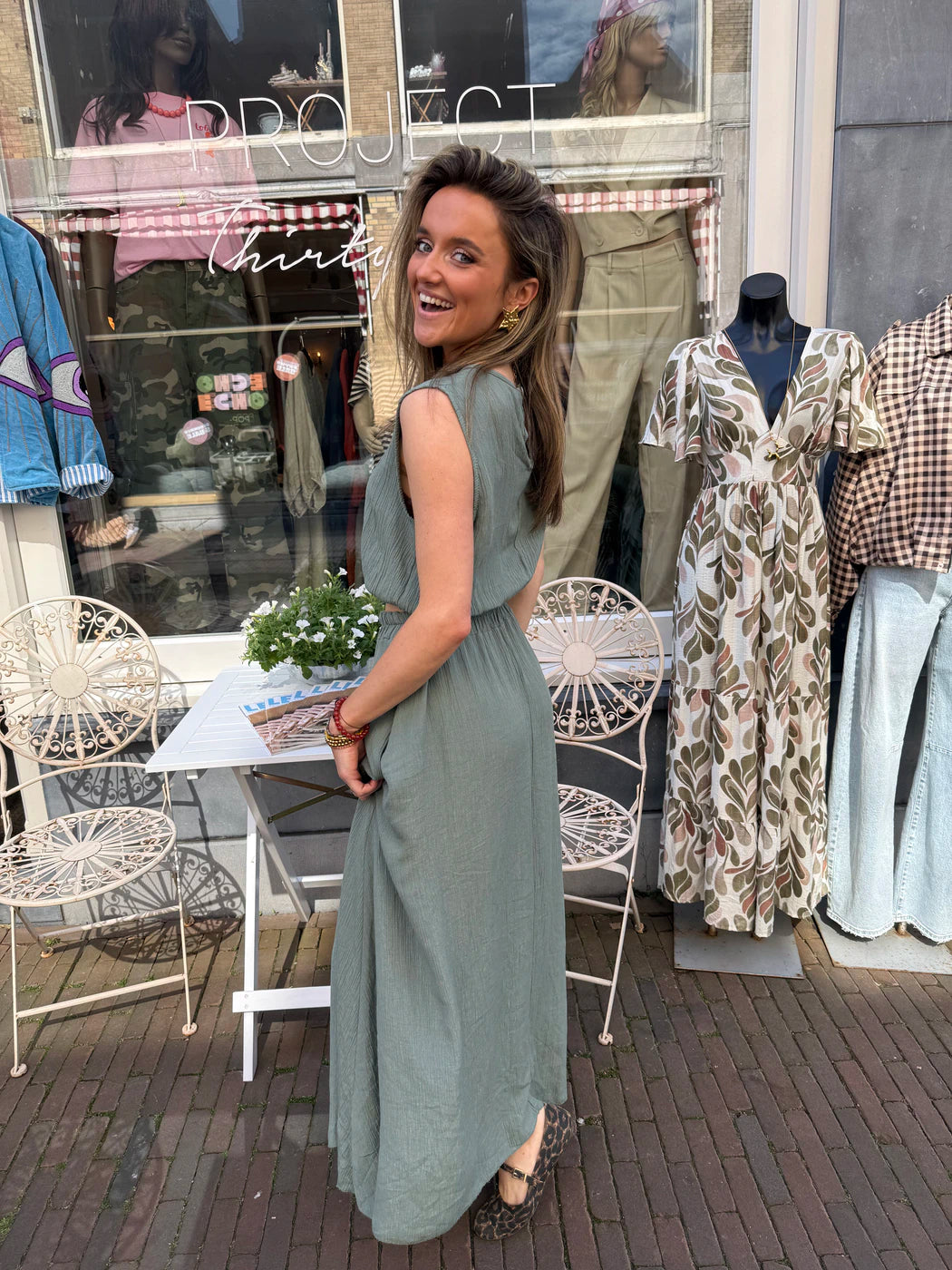 Mila tweedelige set maxi rok en top groen