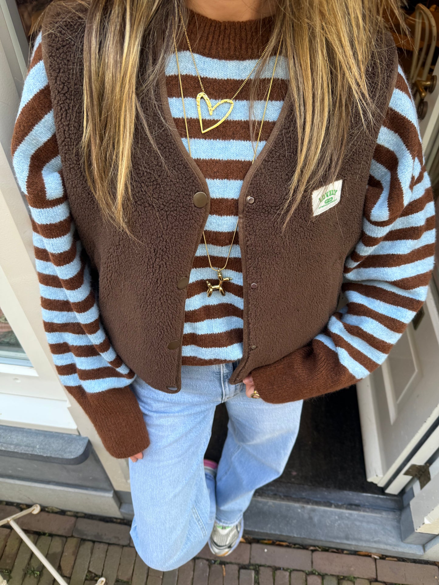 Pippa knit blue/brown striped - Project 35