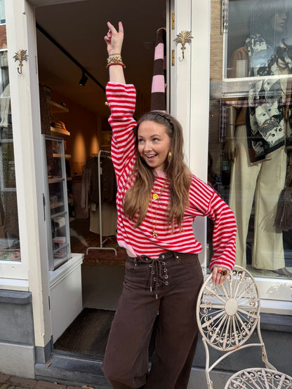 Abby knit pink/red striped - Project 35