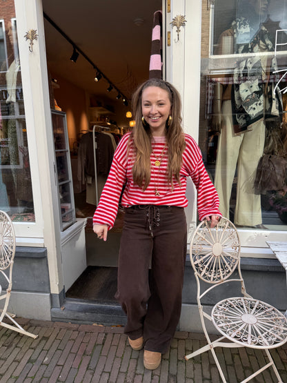 Abby knit pink/red striped - Project 35