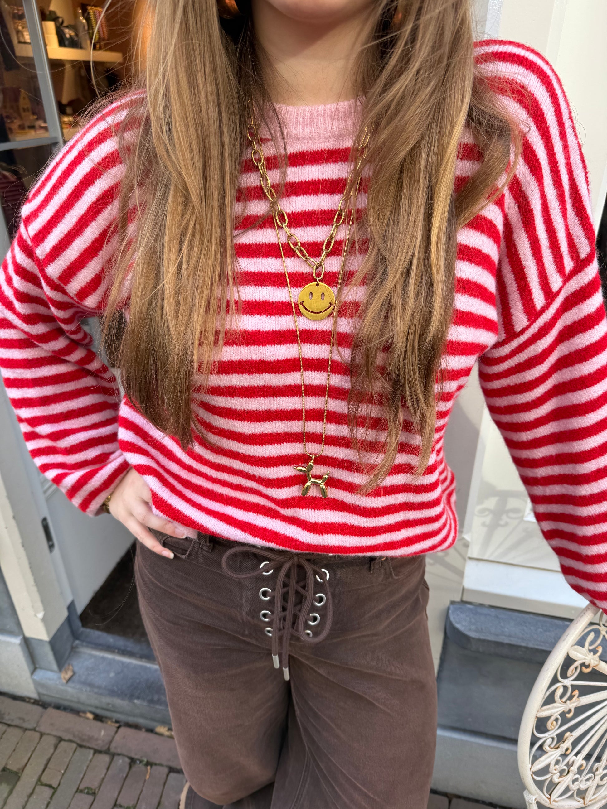Abby knit pink/red striped - Project 35