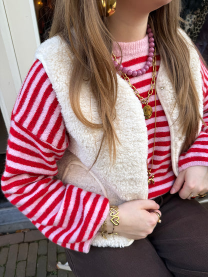 Abby knit pink/red striped - Project 35