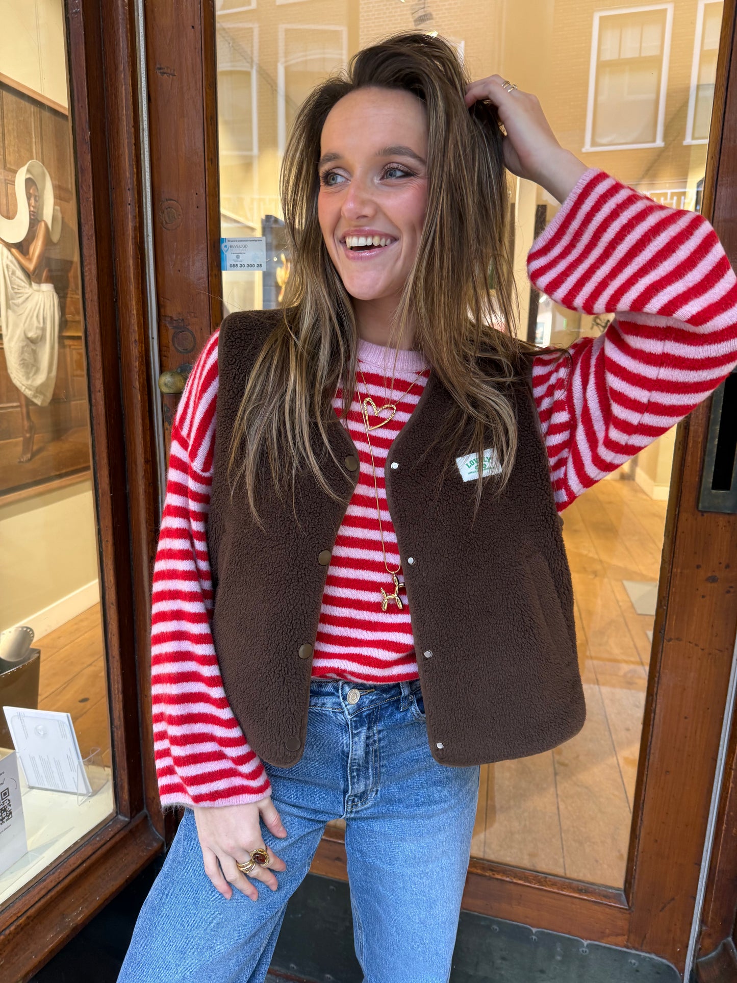 Abby knit pink/red striped - Project 35