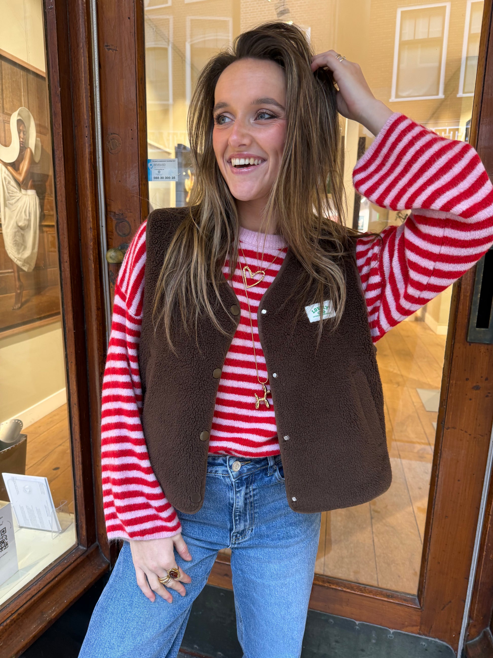 Abby knit pink/red striped - Project 35