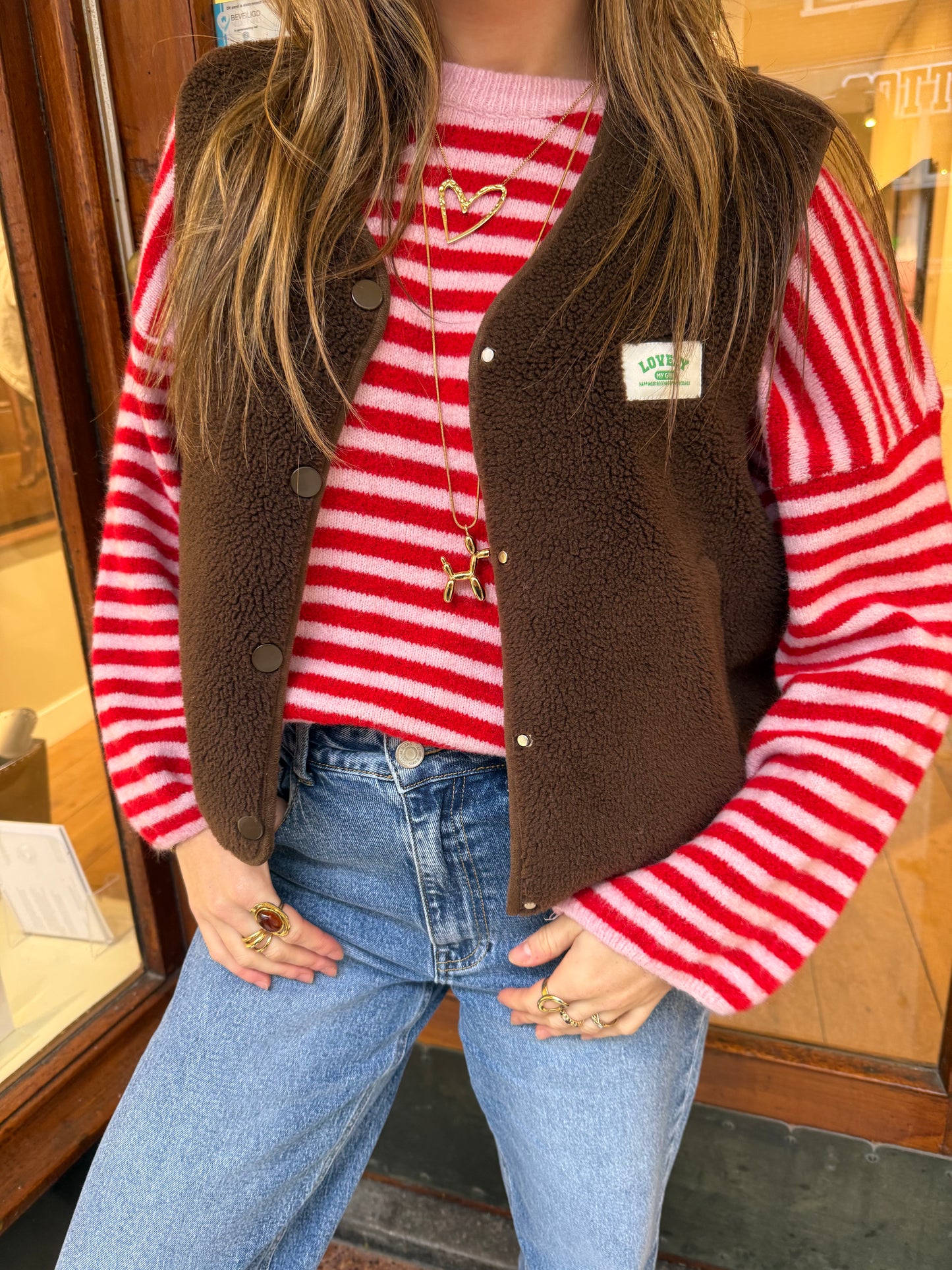 Abby knit pink/red striped - Project 35