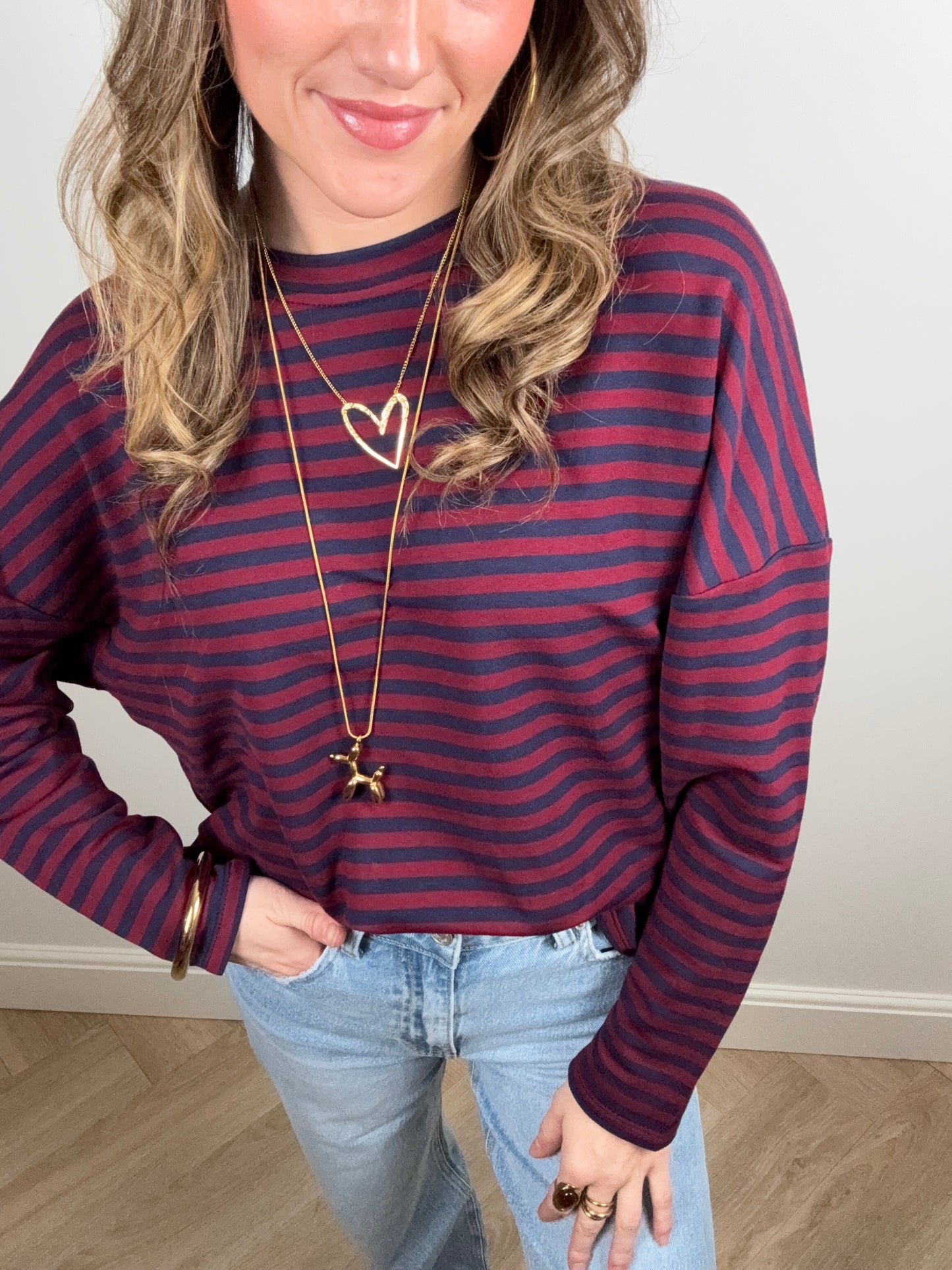 Roos longsleeve navy/burgundy - Project 35