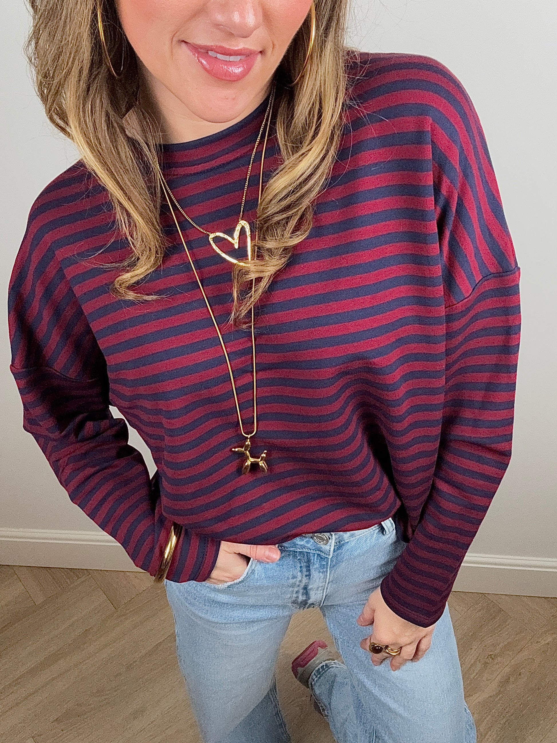 Roos longsleeve navy/burgundy - Project 35