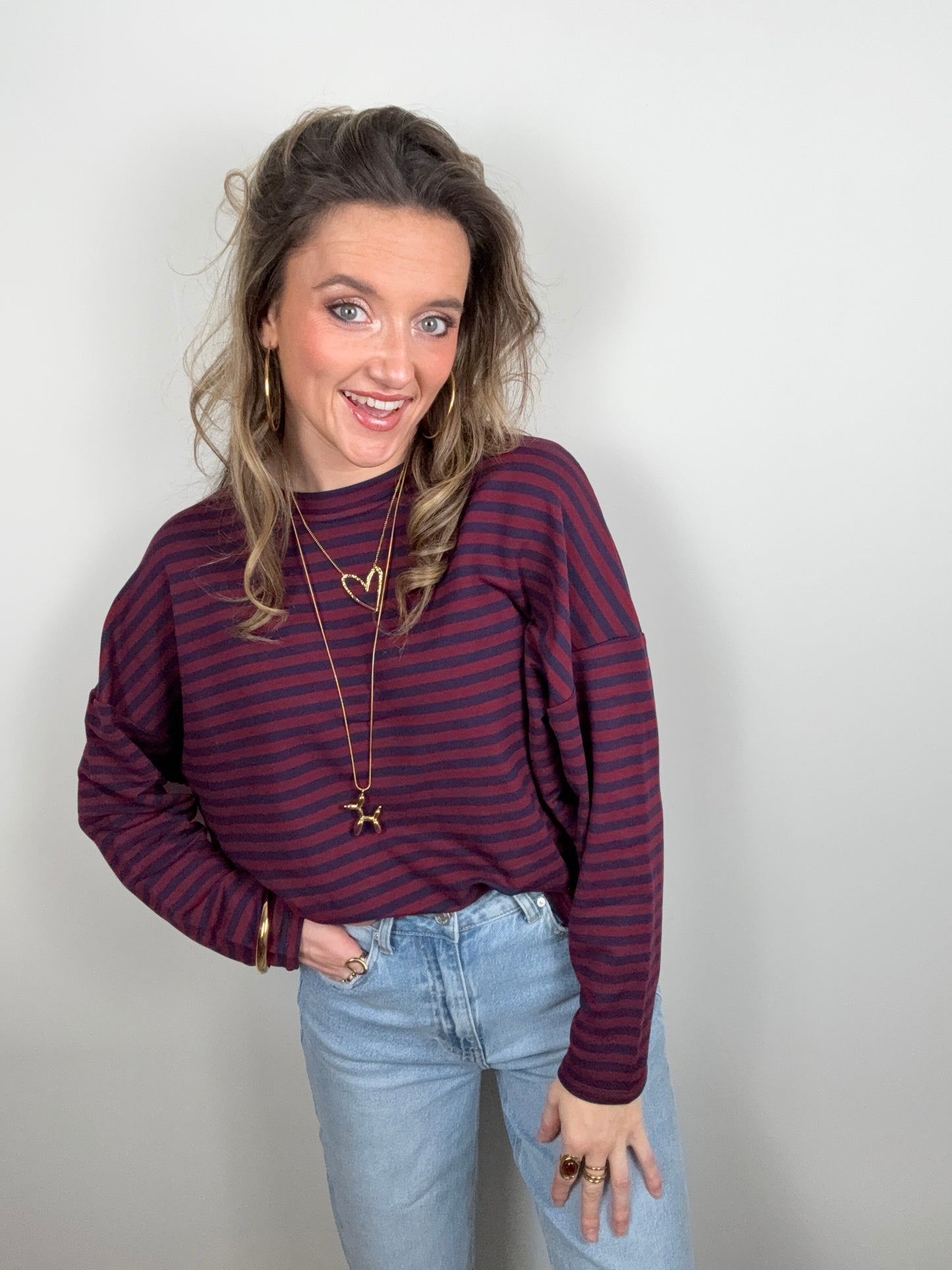 Roos longsleeve navy/burgundy - Project 35