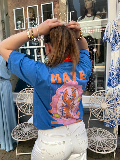 T-shirt 'mare' print oversized kobalt