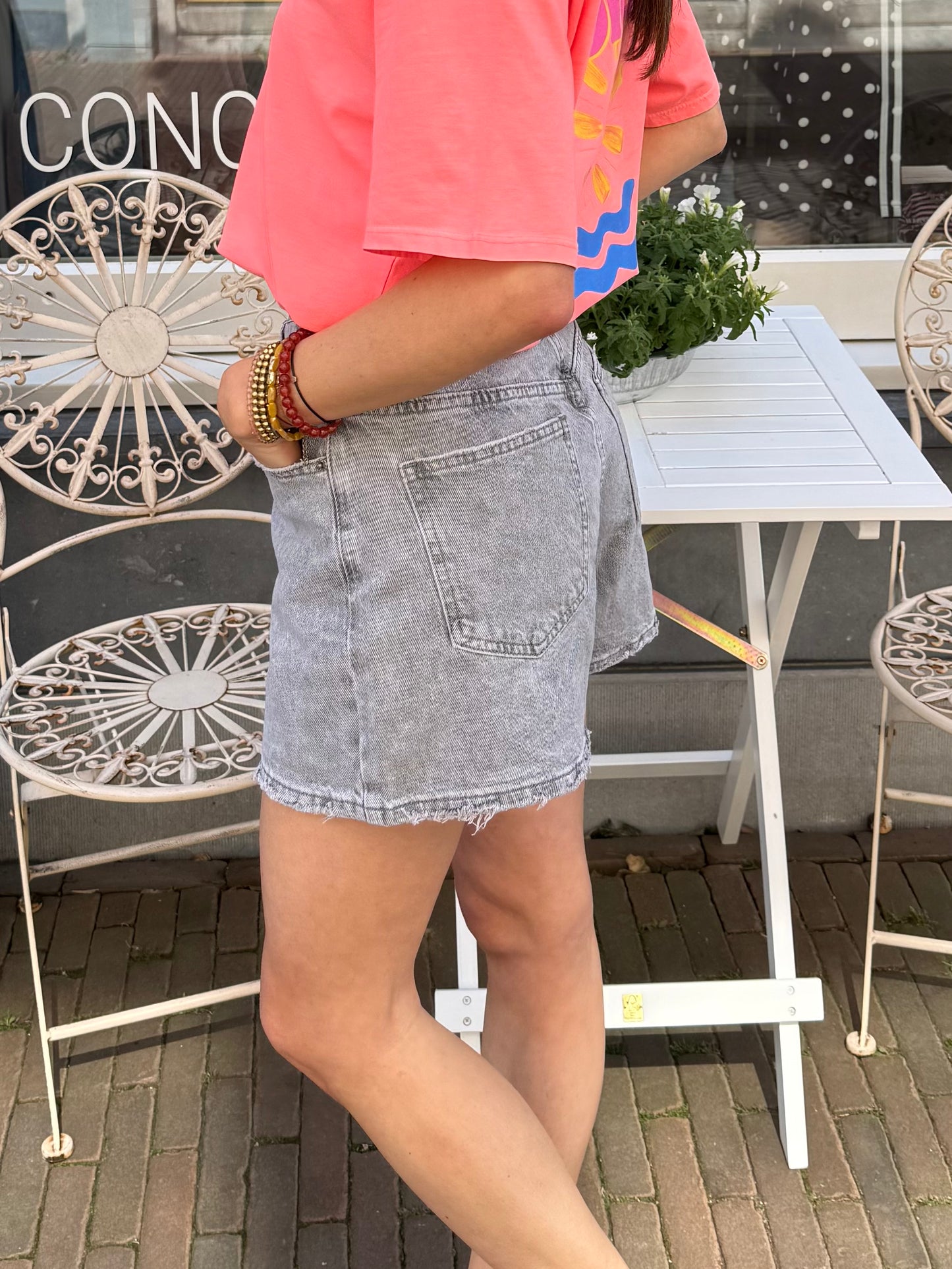 Elsa denim shorts grijs