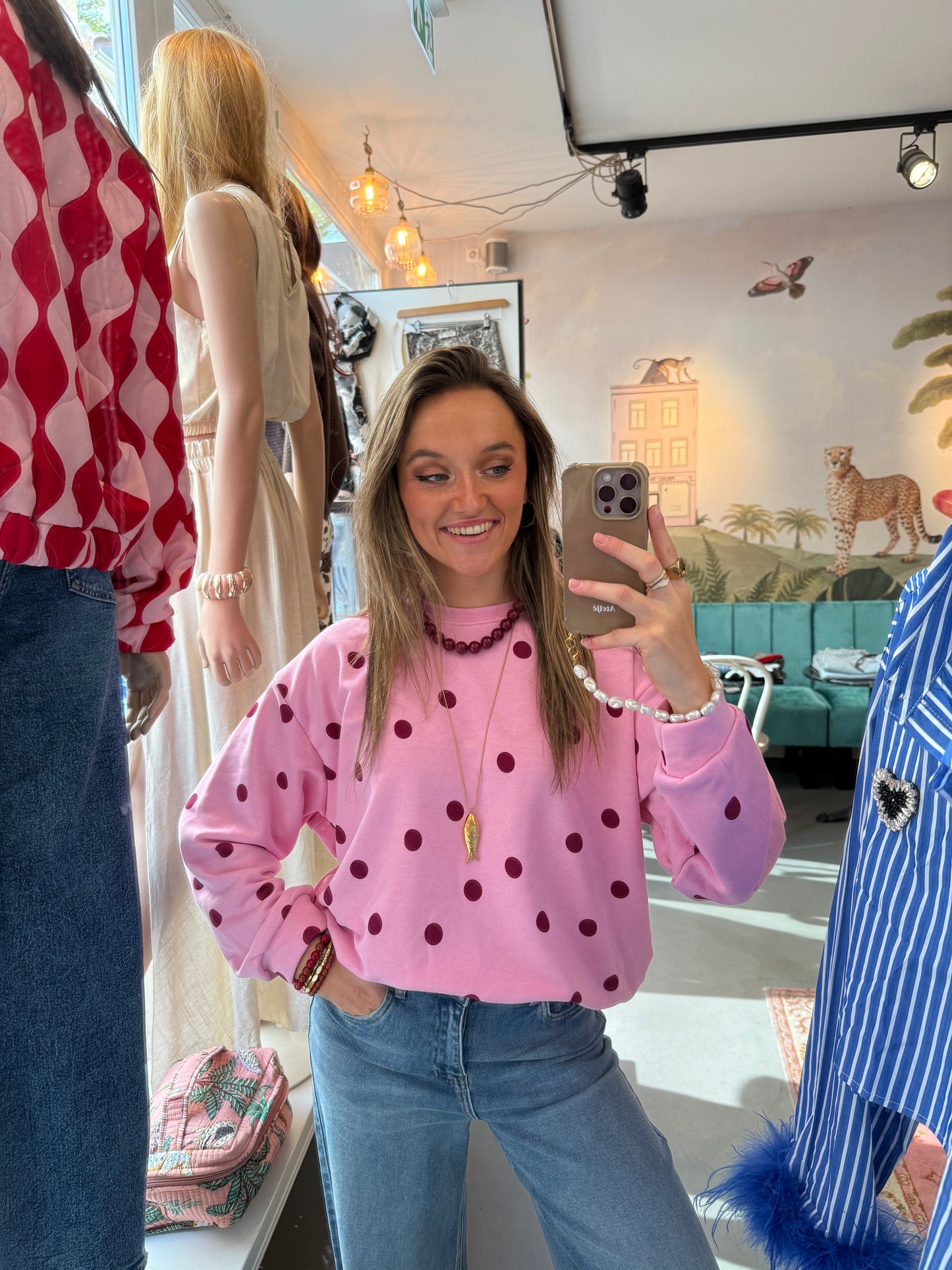 Pink polkadot sweater