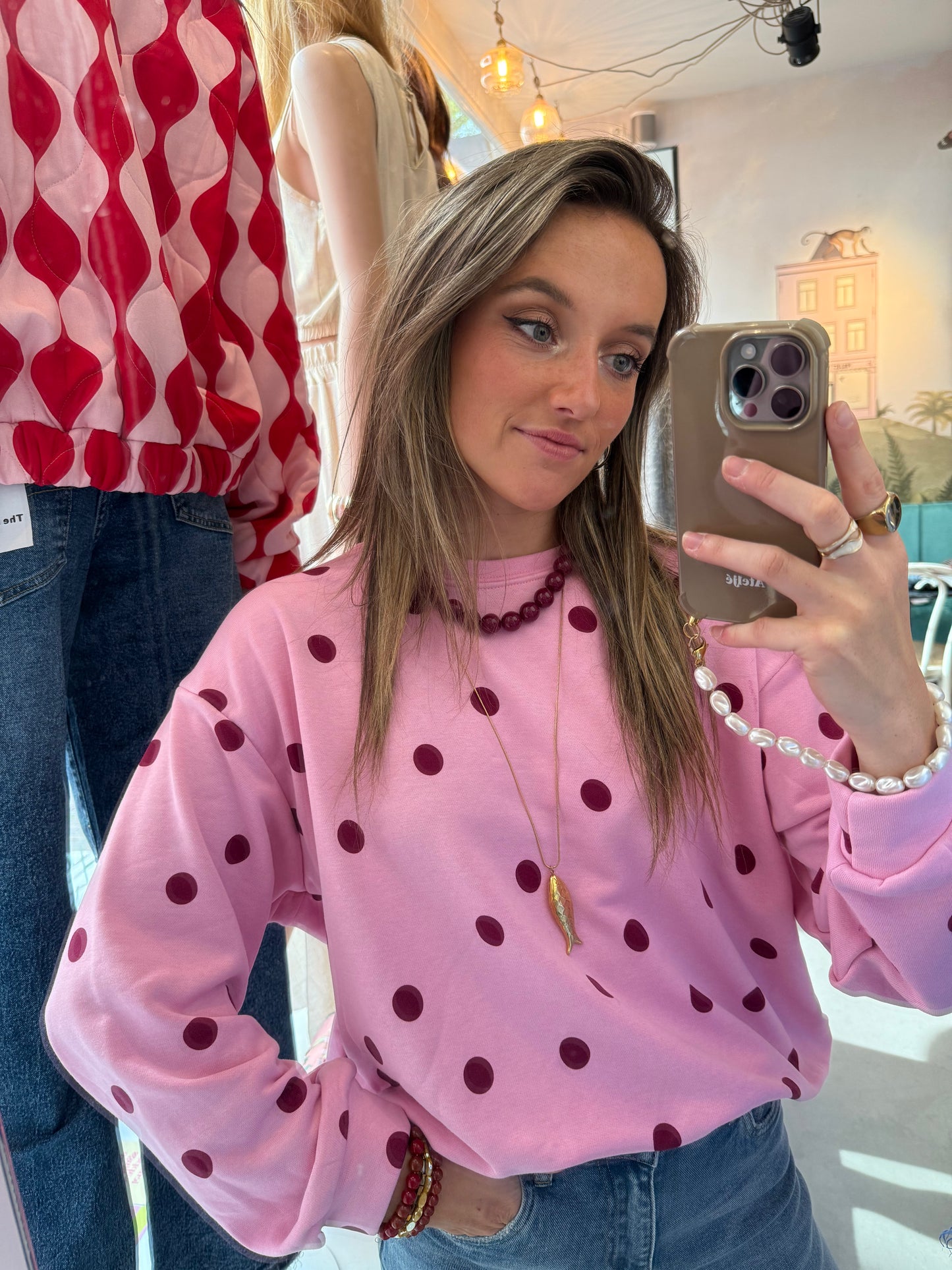 Pink polkadot sweater