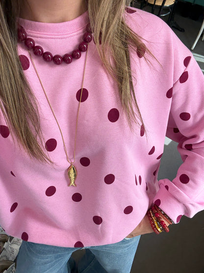 Pink polkadot sweater