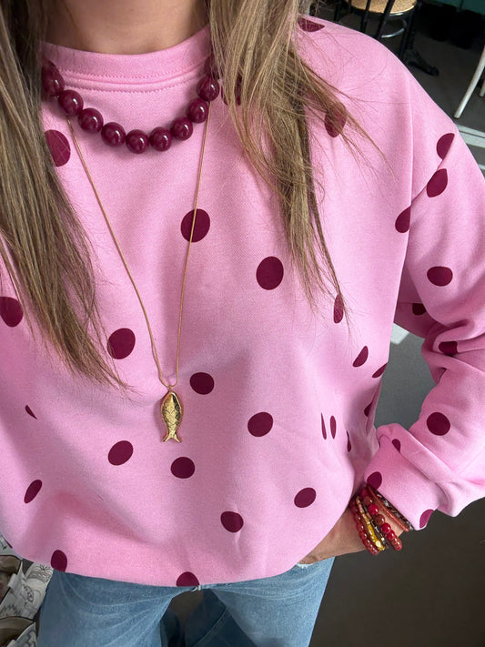 Pink polkadot sweater