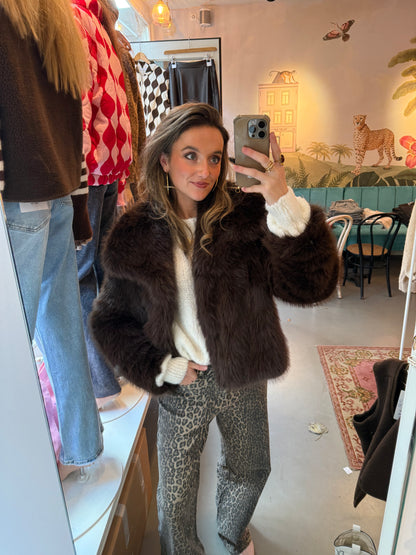 Emily faux fur jacket brown