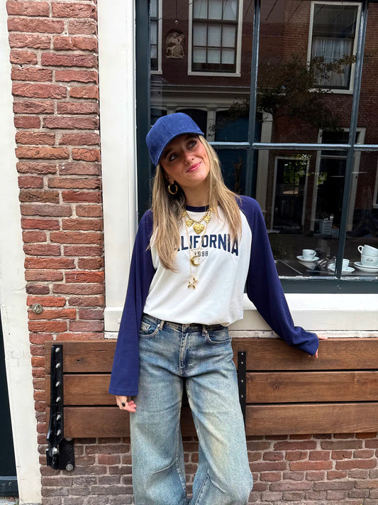 California longsleeve navy/wit