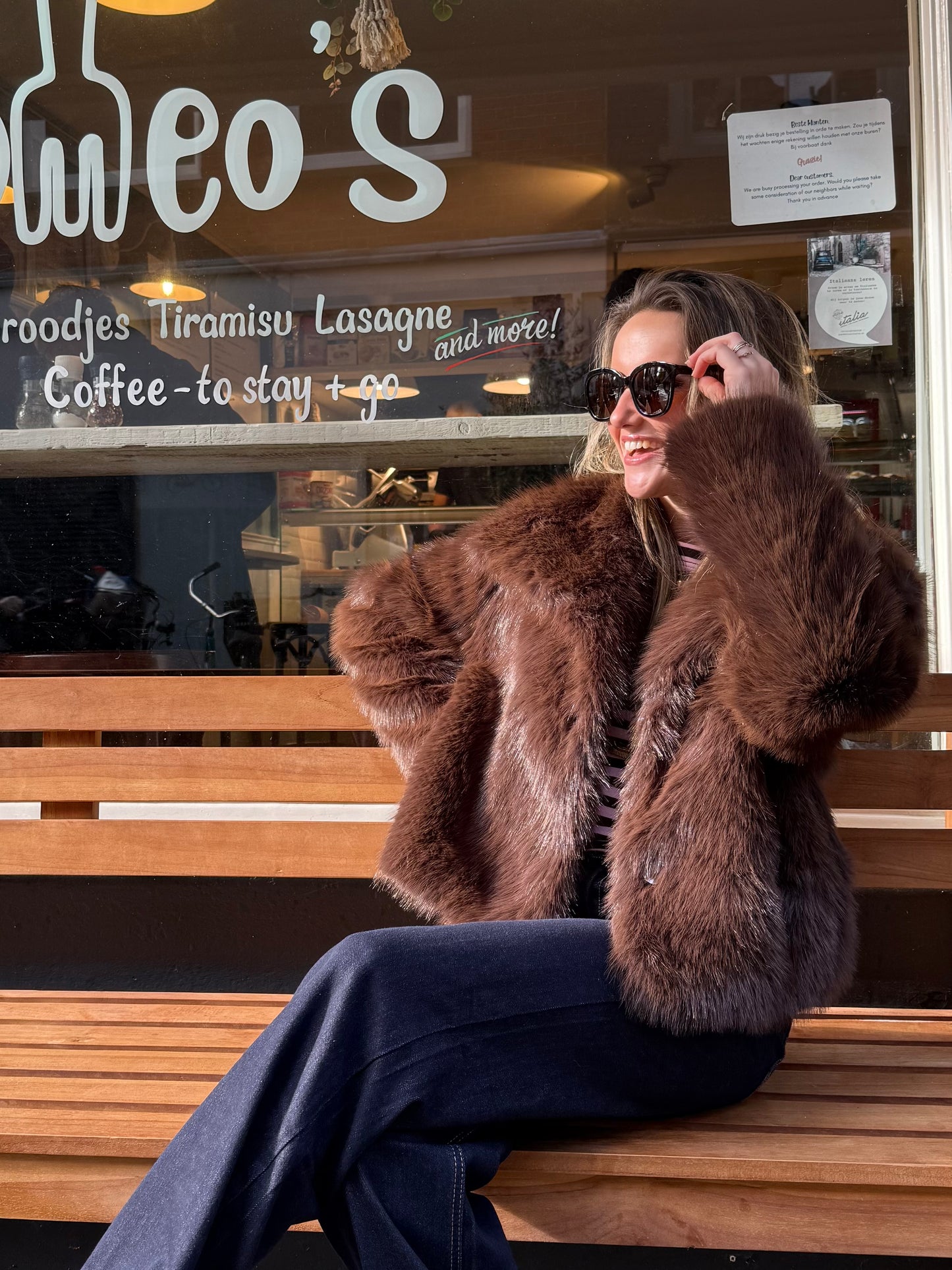 Emily faux fur jacket brown