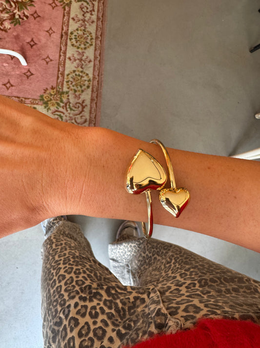'Lovely' bracelet hearts gold