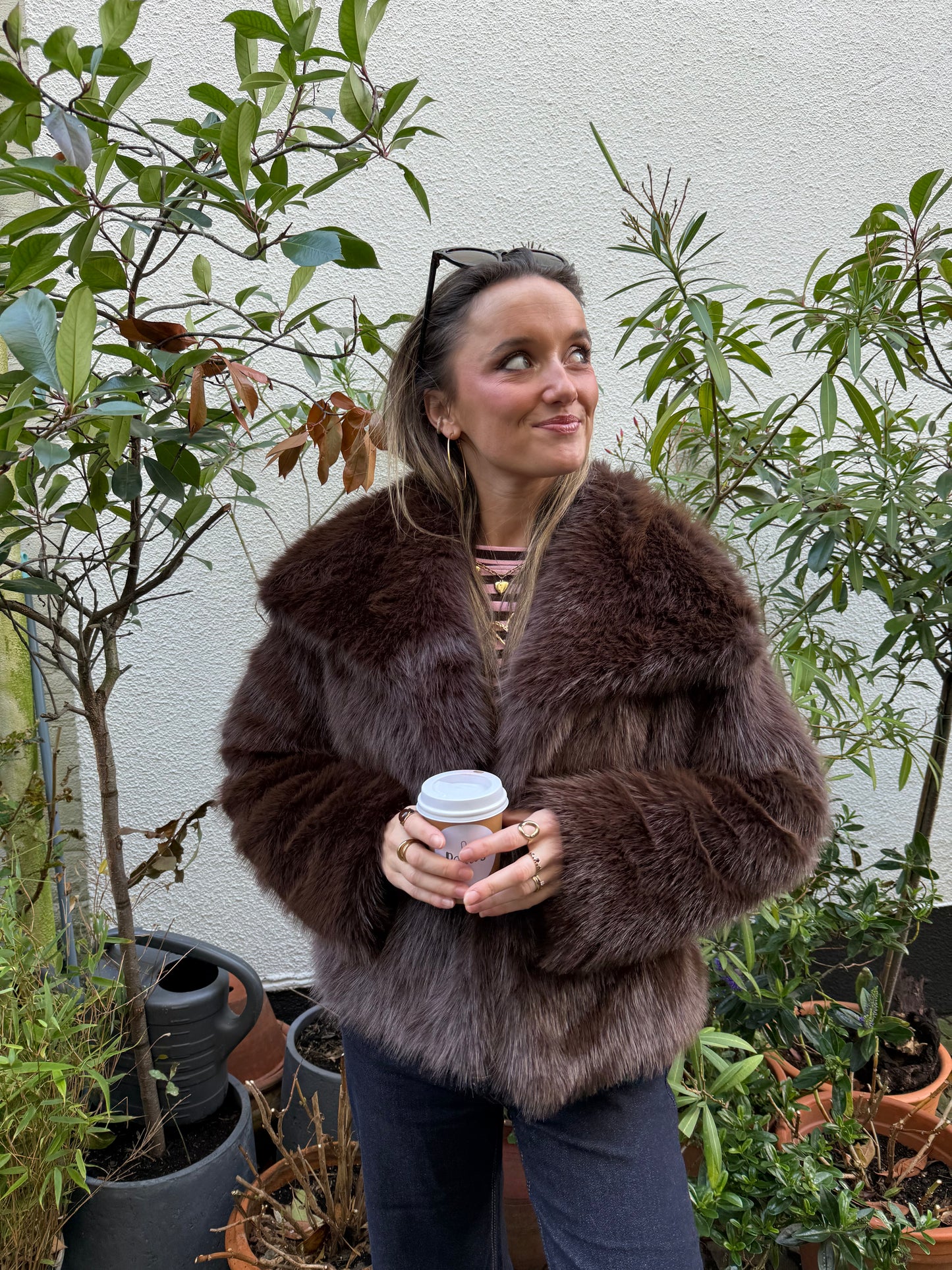 Emily faux fur jacket brown