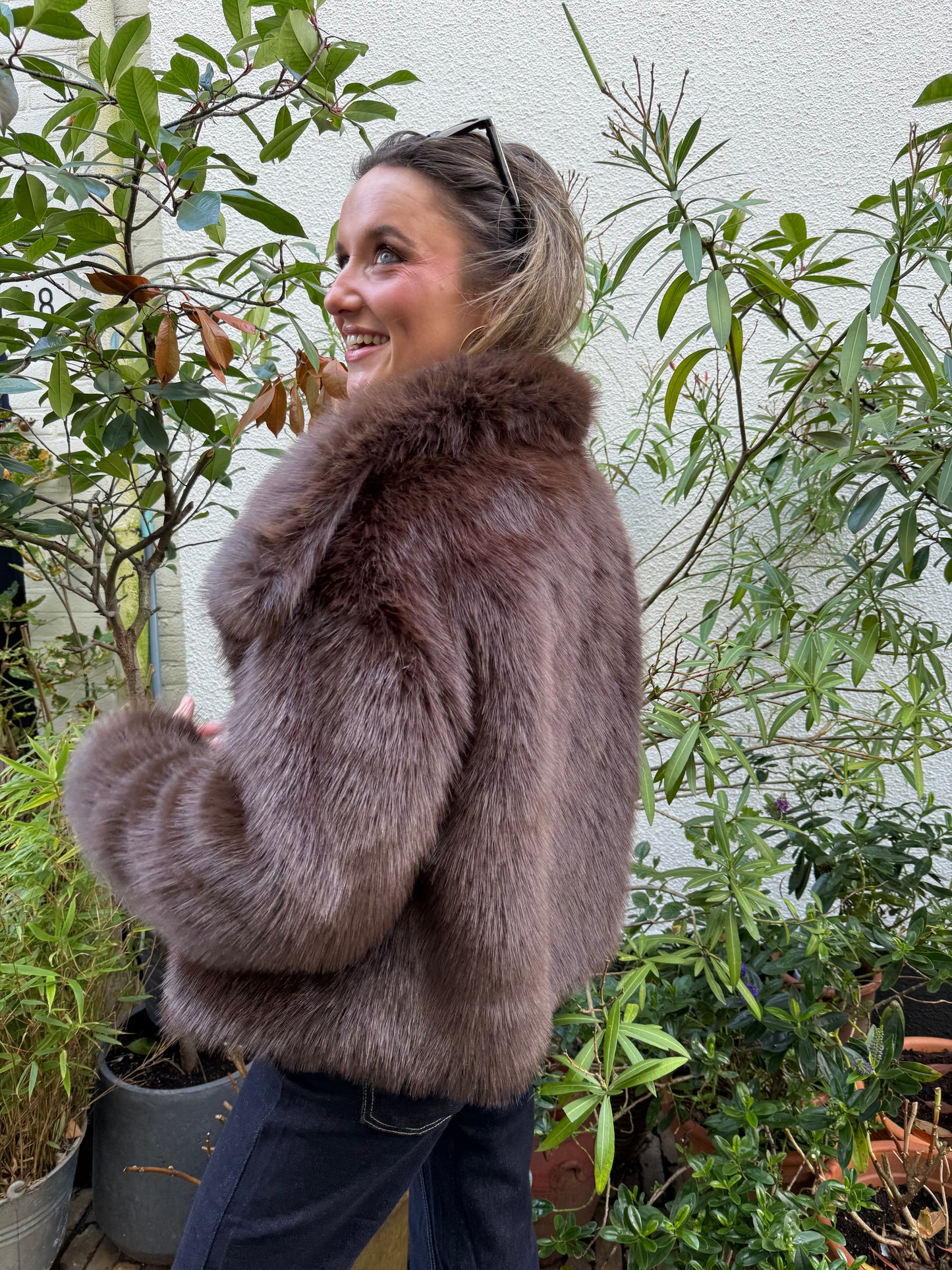 Emily faux fur jacket brown
