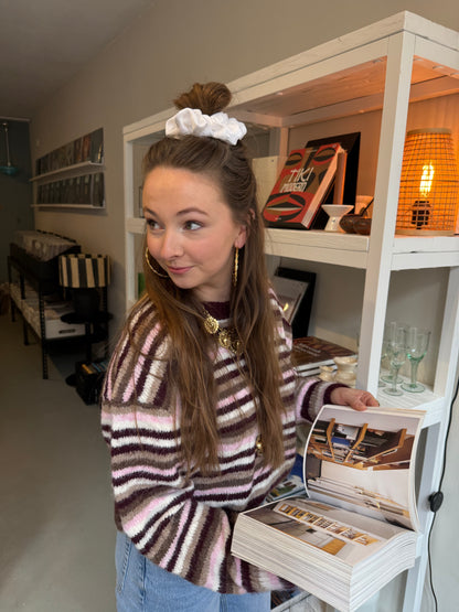 Suzie knit burgundy/pink striped