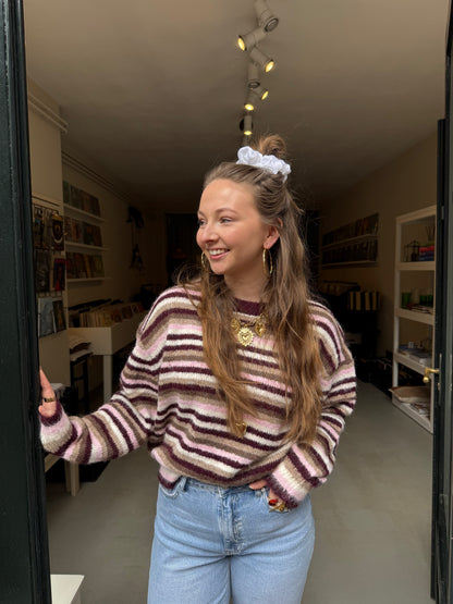 Suzie knit burgundy/pink striped