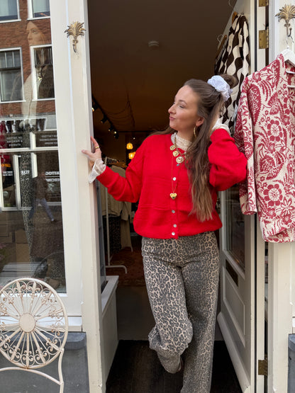 Gigi cardigan bright red