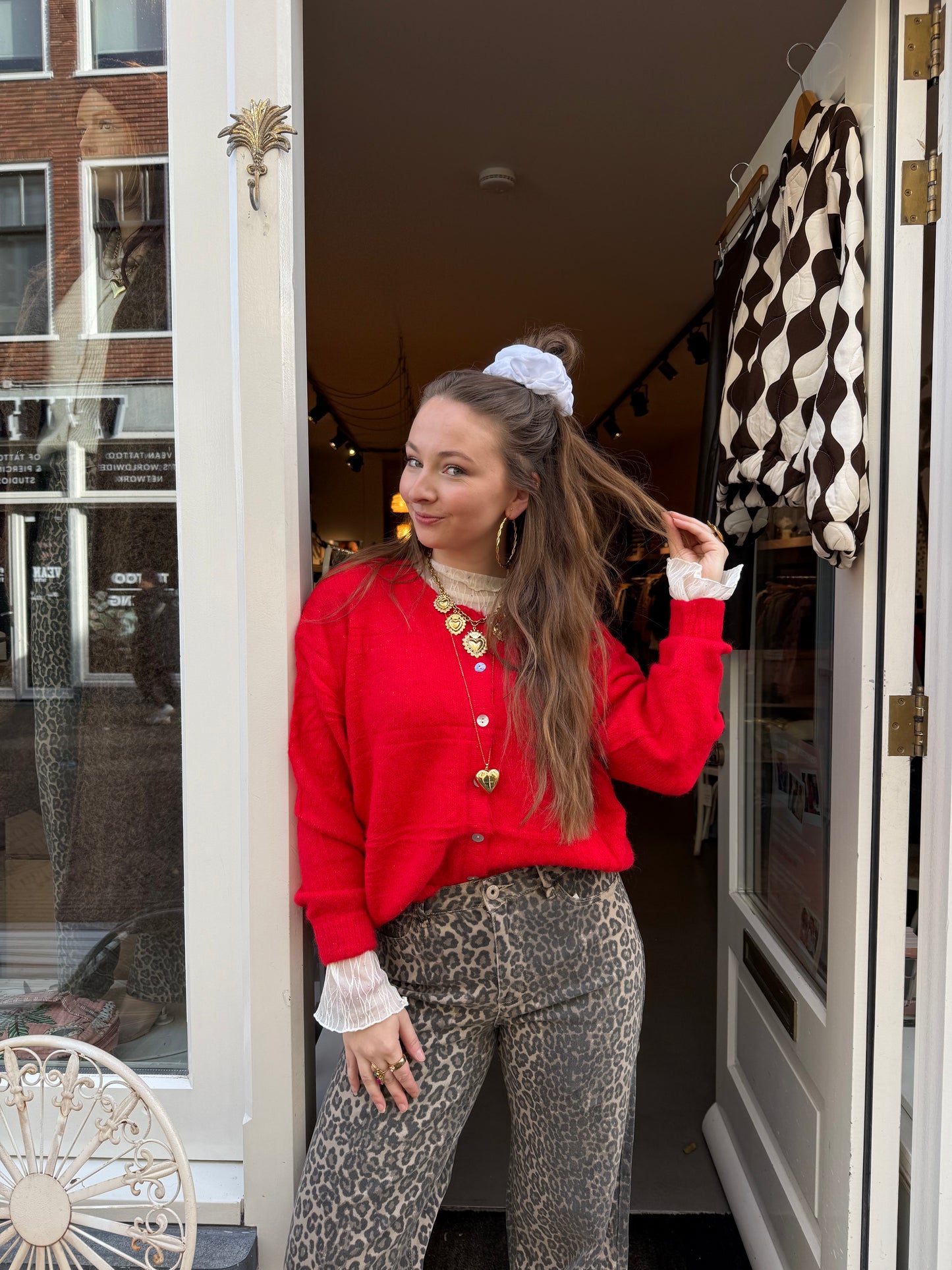 Gigi cardigan bright red