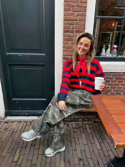 Gigi vest knoopjes rood/navy