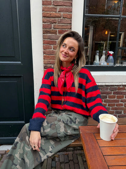 Gigi vest knoopjes rood/navy