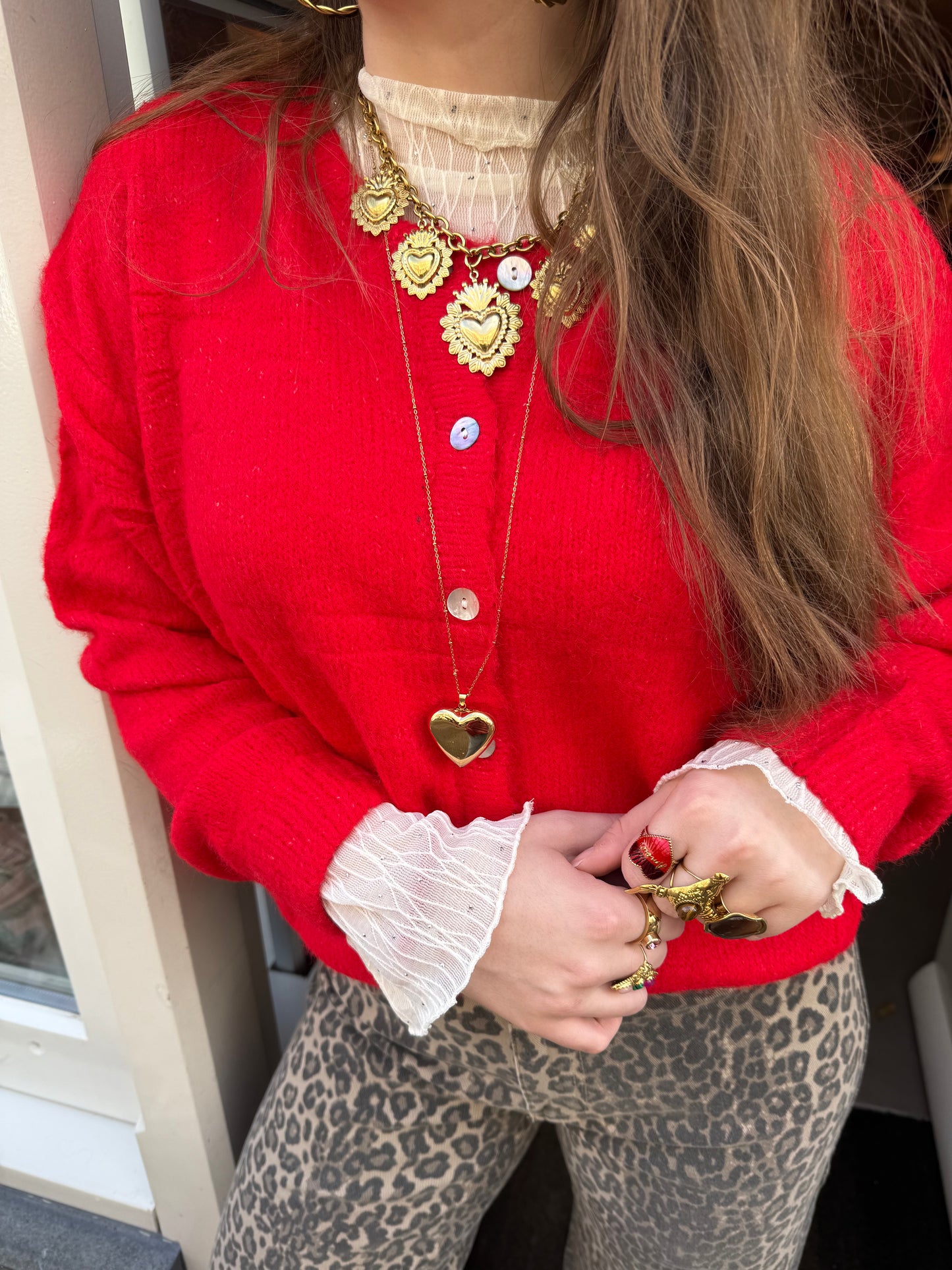 Gigi cardigan bright red
