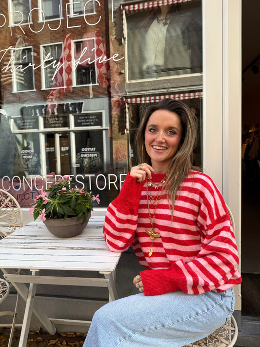 Pippa knit red/pink striped