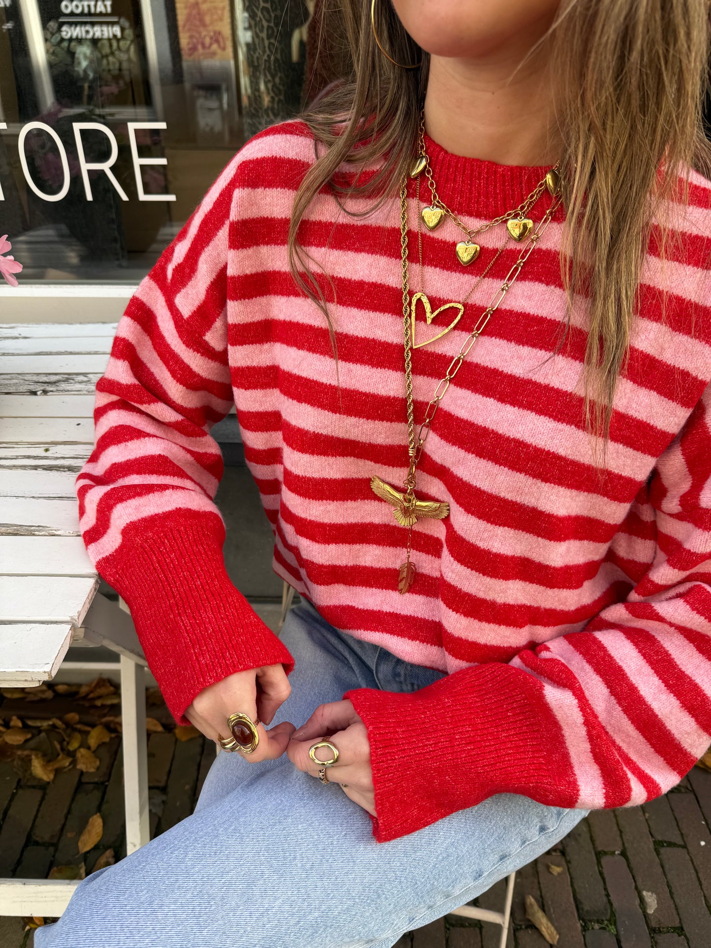 Pippa knit red/pink striped