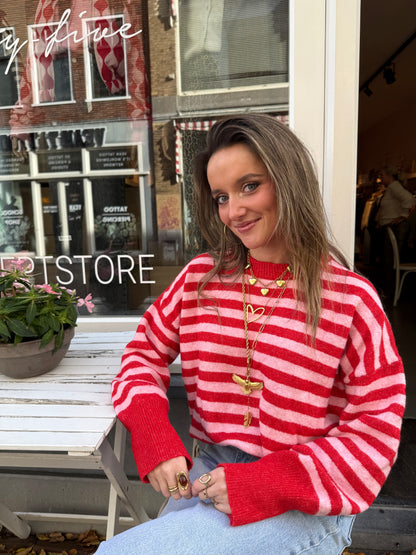 Pippa knit red/pink striped