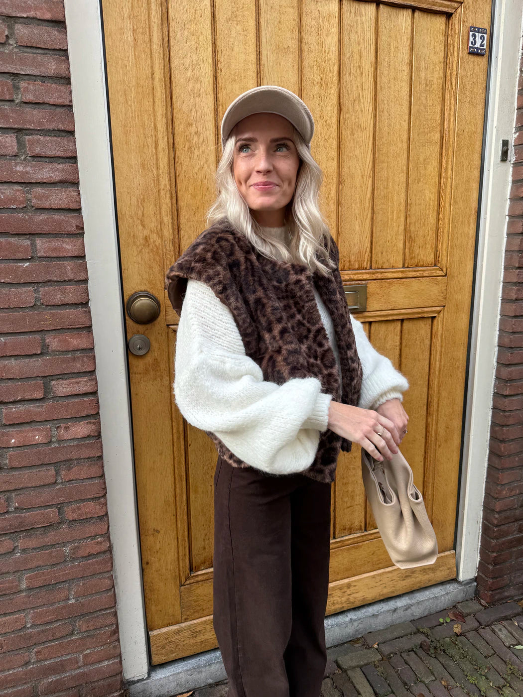 Pien panter print fur gilet