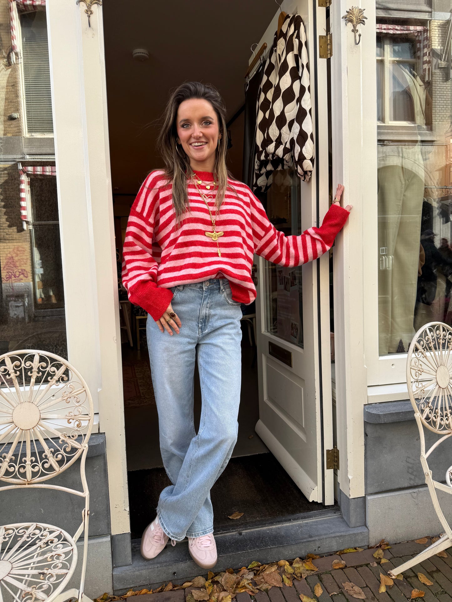 Pippa knit red/pink striped