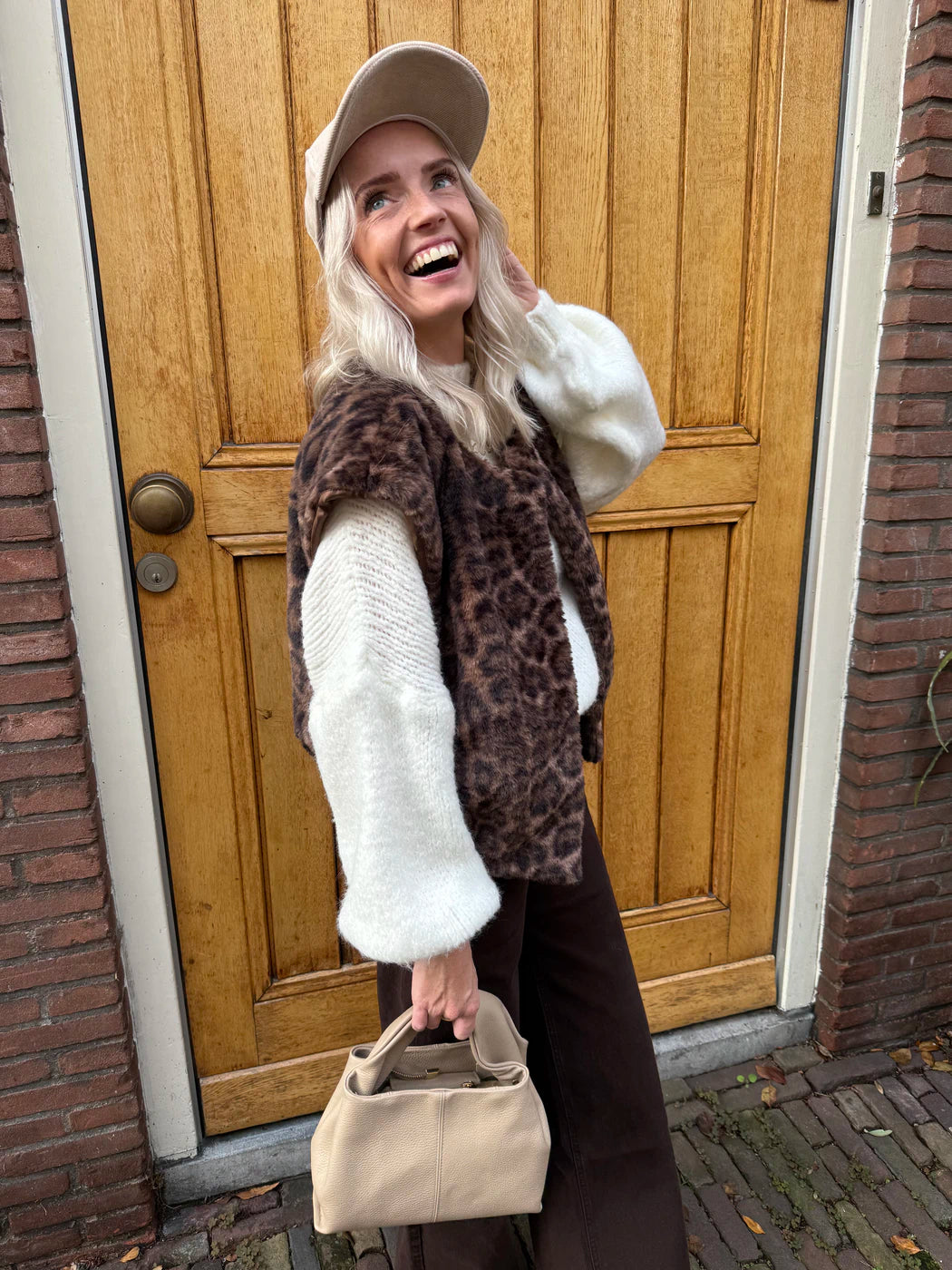 Pien panter print fur gilet