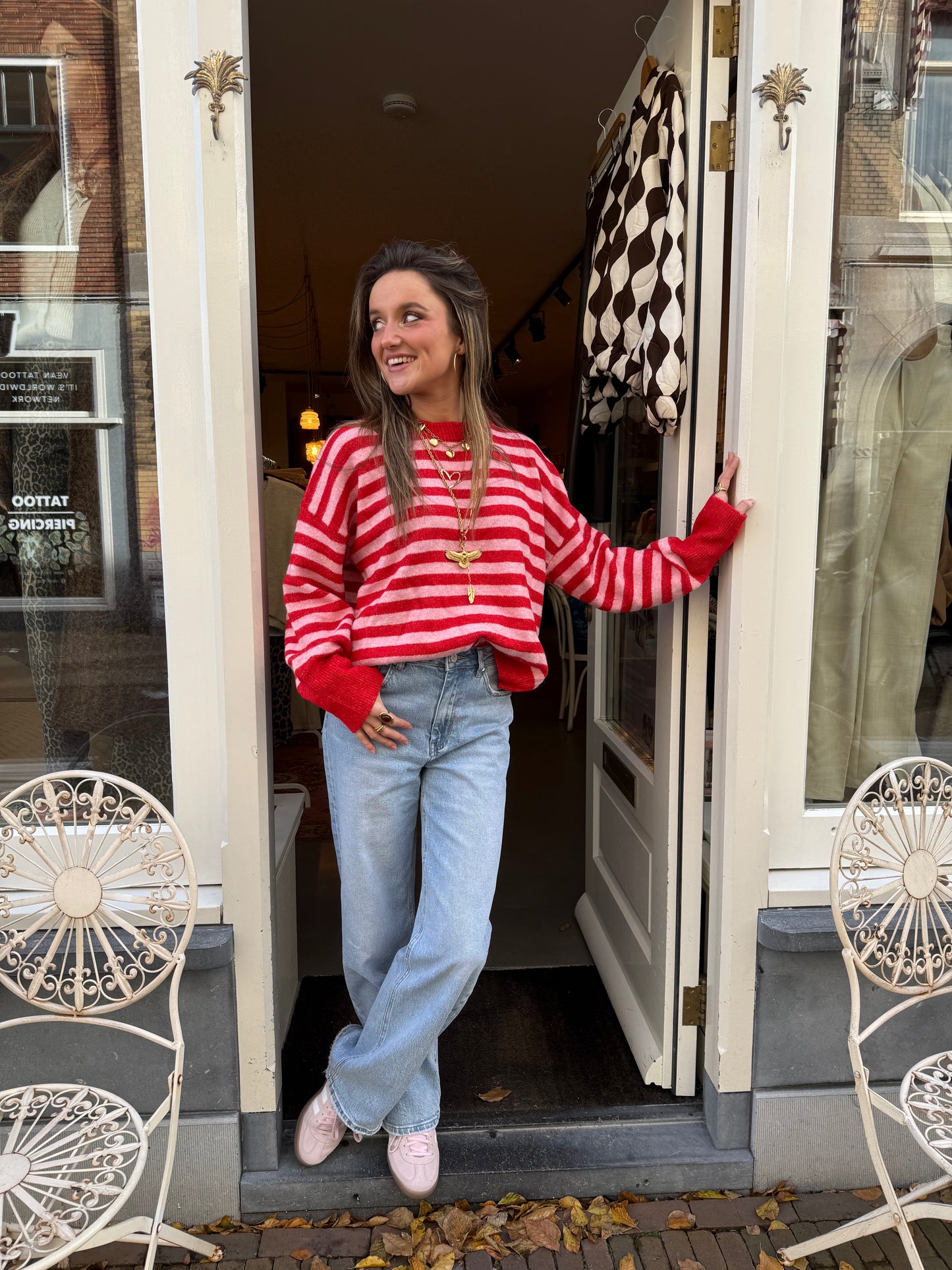 Pippa knit red/pink striped