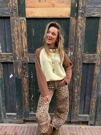 Rio longsleeve bruin/geel