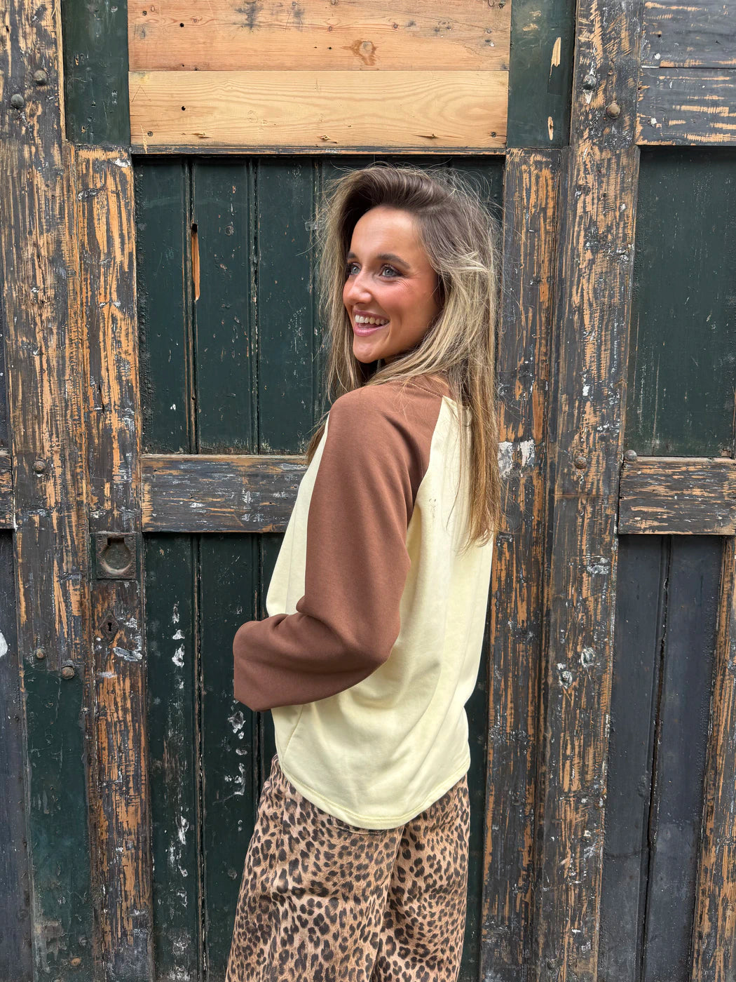 Rio longsleeve bruin/geel
