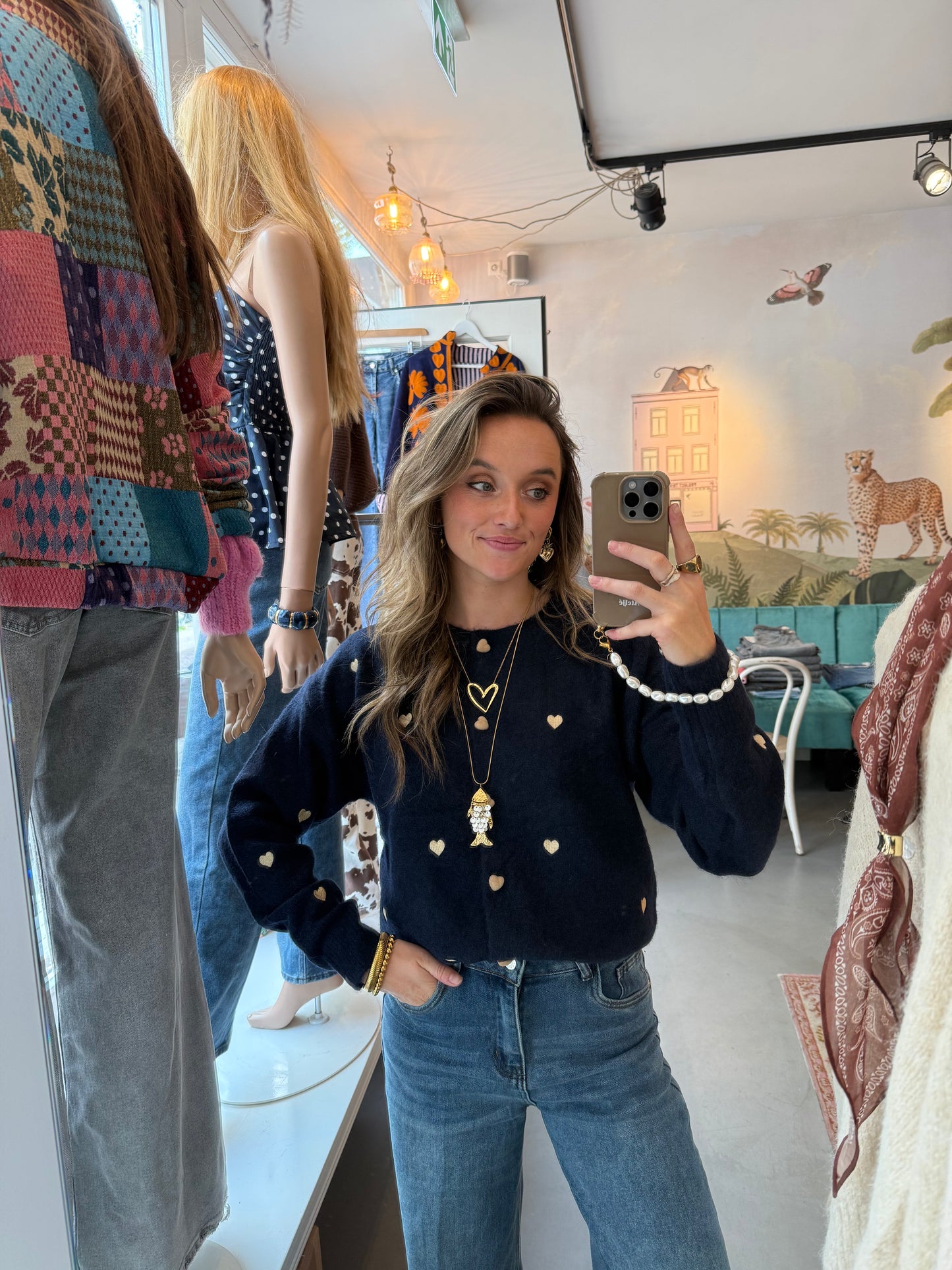 Lily hearts cardigan navy blue